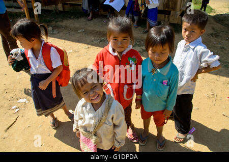 Small students in a local school in northern Laos. Stock Photo