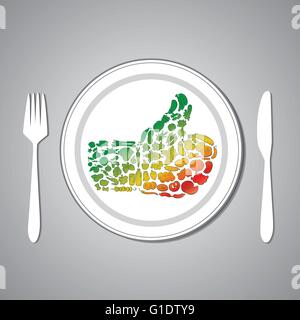 vector illustration of food thumbs up on plate Stock Vector