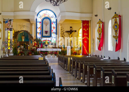 Interior view of Misione de Nuestra Senora de Pilar (Our mission of the Lady of Pilar) in Todos Santos, Baja, Mexico Stock Photo