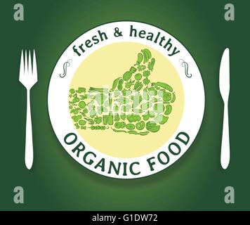 vector illustration of food thumbs up plate Stock Vector