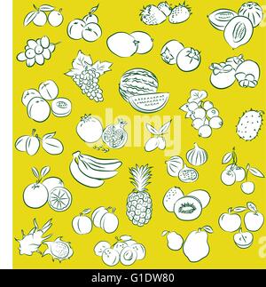 vector pattern of seamless fruits collection Stock Vector