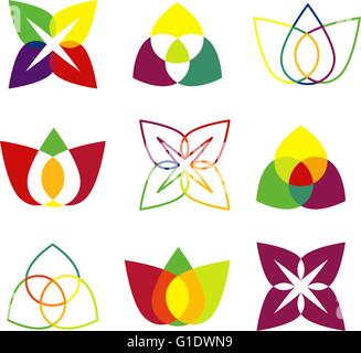 Set of bright geometrical logos. Stock Vector