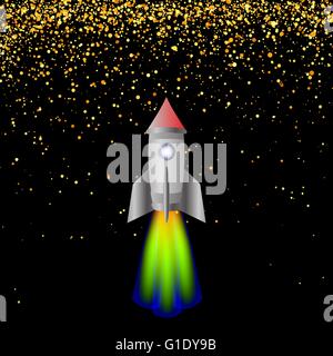 Space Rocket. Launching Spacectaft. Stock Vector