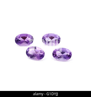 Brazilian Faceted Amethyst on a white background. Stock Photo