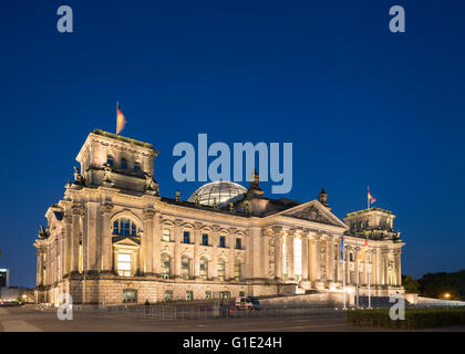 Evening view of the Reichstag Parliament building in Berlin Germany Stock Photo