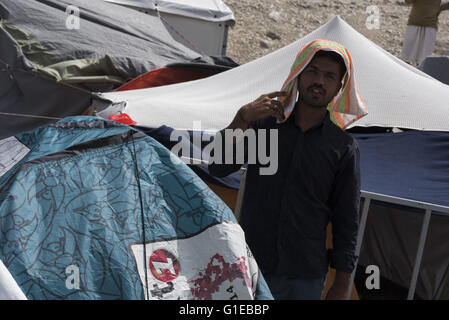 Lesbos, Greece. 13th May, 2016. More than 4,000 refugees remain ...