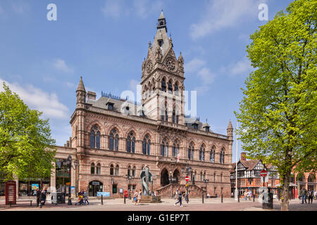 The Town Hall in Chester, Cheshire, England, a Gothic Revival building opened in 1869. Stock Photo