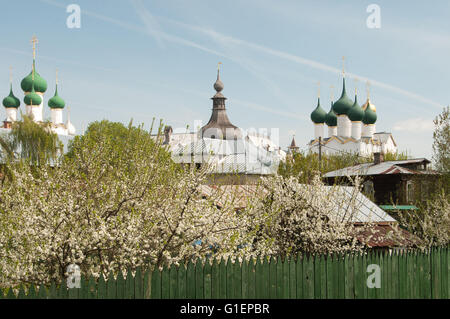 Rostov the Great in spring, view to the kremlin. The Golden Ring of Russia Stock Photo