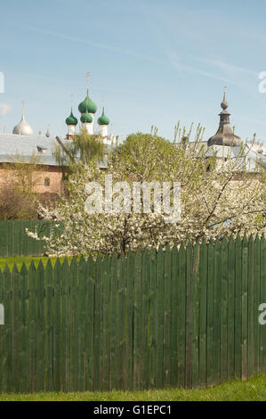 Rostov the Great in spring, view to the kremlin. The Golden Ring of Russia Stock Photo