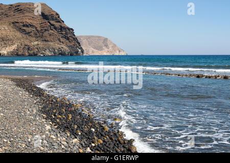 Coastal view headlands and waves Las Negras, Cabo de Gata natural park, Almeria, Spain Stock Photo