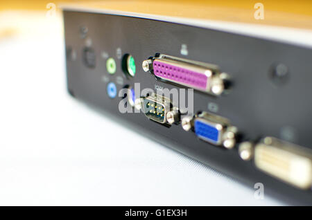 serial port pins focus -  docking station pc Stock Photo