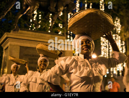 Traditional dancers wearing traditional costumes Cartagena de Indias Colombia South America Stock Photo