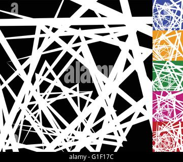 Edgy, angular background set in 6 colors. random intersecting edgy lines Stock Vector