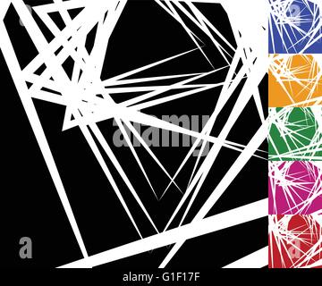 Edgy, angular background set in 6 colors. random intersecting edgy lines Stock Vector