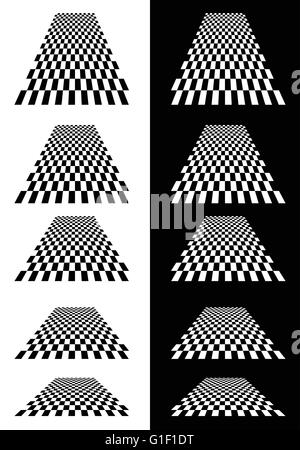 Set of checkered planes in perspective isolated on white background ...