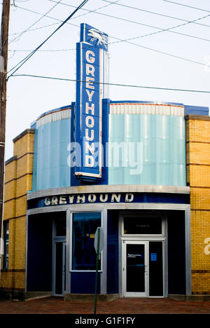 The Art Deco Greyhound bus terminal in Clarksdale Mississippi, USA Stock Photo