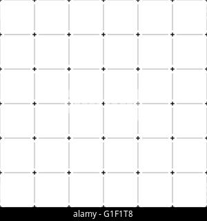Abstract grid, mesh pattern with plus symbols. Monochrome technical background with cross-hairs. Stock Vector