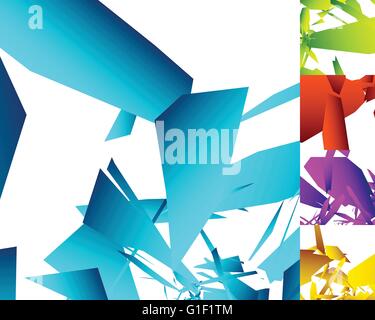 5 different abstract geometric background in 5 color Stock Vector