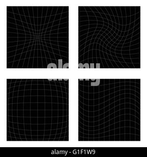 Set of 4 elements with different distortions, squares with deformation effect. Stock Vector
