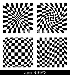 Set of 4 elements with different distortions, squares with deformation effect. Stock Vector