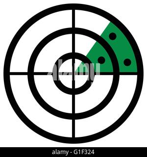 Radar screen symbol, clip art with targets. Radar icon. Stock Vector