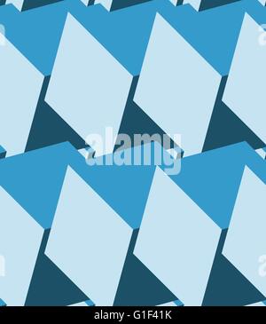 Cubes 3d seamless pattern. Monochrome blue background Stock Vector