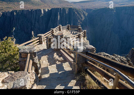 steps leading down to the Gunnison Point overlook at the Black Canyon of the Gunnison National Park Colorado Stock Photo
