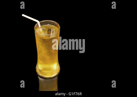 chinese chrysanthemum tea with ice isolated on black background Stock Photo