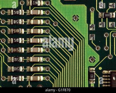 Macro image of an integrated electronic circuit board Stock Photo