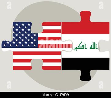 Vector Image - USA and Iraq Flags in puzzle  isolated on white background Stock Vector
