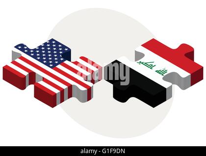 Vector Image - USA and Iraq Flags in puzzle  isolated on white background Stock Vector