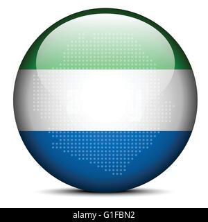 Vector Image - Map with Dot Pattern on flag button of Republic of Sierra Leone Stock Vector