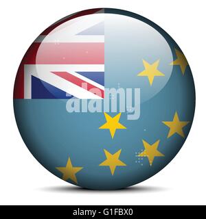 Vector Image -  Map with Dot Pattern on flag button of Tuvalu Stock Vector