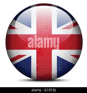 Vector Image -  Map with Dot Pattern on flag button of United Kingdom of Great Britain and Northern Ireland Stock Vector