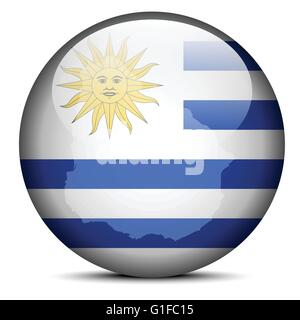 Vector Image -  Map on flag button of Eastern Republic of Uruguay Stock Vector