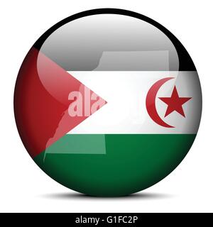 Vector Image -  Map on flag button of Western Sahara Stock Vector