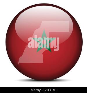 Vector Image -  Map on flag button of Western Sahara Stock Vector