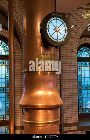 Funnel and gauge on one of the brewing tanks at the Heineken brewery museum in Amsterdam  Holland, Netherlands. Stock Photo