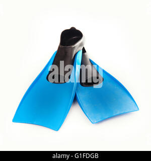 Snorkel, diving mask and flippers cut out on white background Stock ...