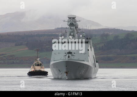 KDM Absalon (L16), an Absalon-class command and support vessel of the Danish Navy, arrives for Exercise Joint Warrior 16-1. Stock Photo