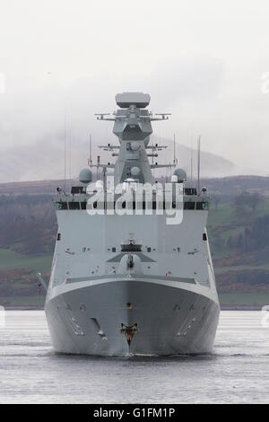 KDM Absalon (L16), an Absalon-class command and support vessel of the Danish Navy, arrives for Exercise Joint Warrior 16-1. Stock Photo