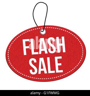 Flash sale red leather label or price tag on white background, vector illustration Stock Vector