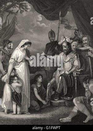 Alfred the Great, 847-899, King of the West Saxons, liberating the family of Hastings Stock Photo