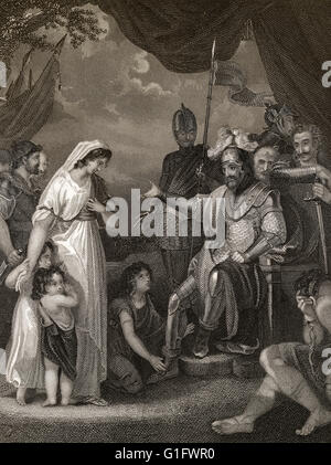 Alfred the Great, 847-899, King of the West Saxons, liberating the family of Hastings Stock Photo