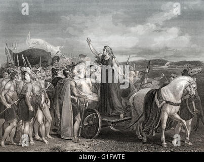 Boudica, queen of the British Celtic Iceni tribe uprising against the occupying forces of the Roman Empire Stock Photo