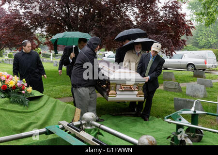 A burial at Har Jehuda cemetery in Upper Darby, Pa. Stock Photo
