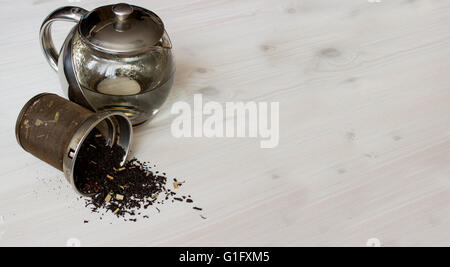 Dry tea and teapot Stock Photo