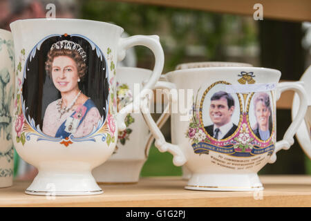 Queen Elizabeth II Coronation mugs Stock Photo