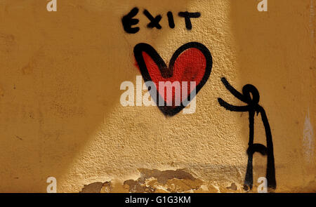 Valencia, Spain - March 30, 2016: Contemporary street art graffiti decorates the walls of an old building in Valencia, Spain. Stock Photo