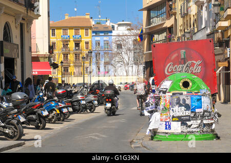 Valencia, Spain - March 30, 2016: View of typical street and generic architecture in Valencia, Spain. Stock Photo